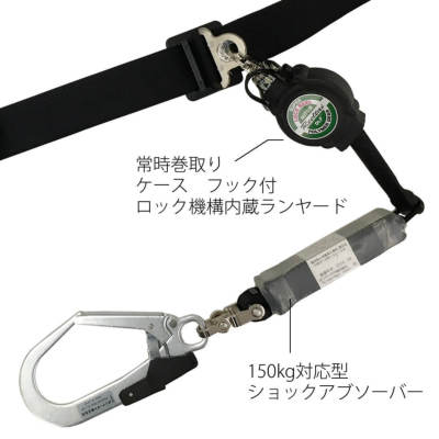 ﾎﾟﾘﾏｰｷﾞﾔ】胴ベルト型ロック機構付常時巻取式 LRNDJ-S51S+DLFNC-51S BL